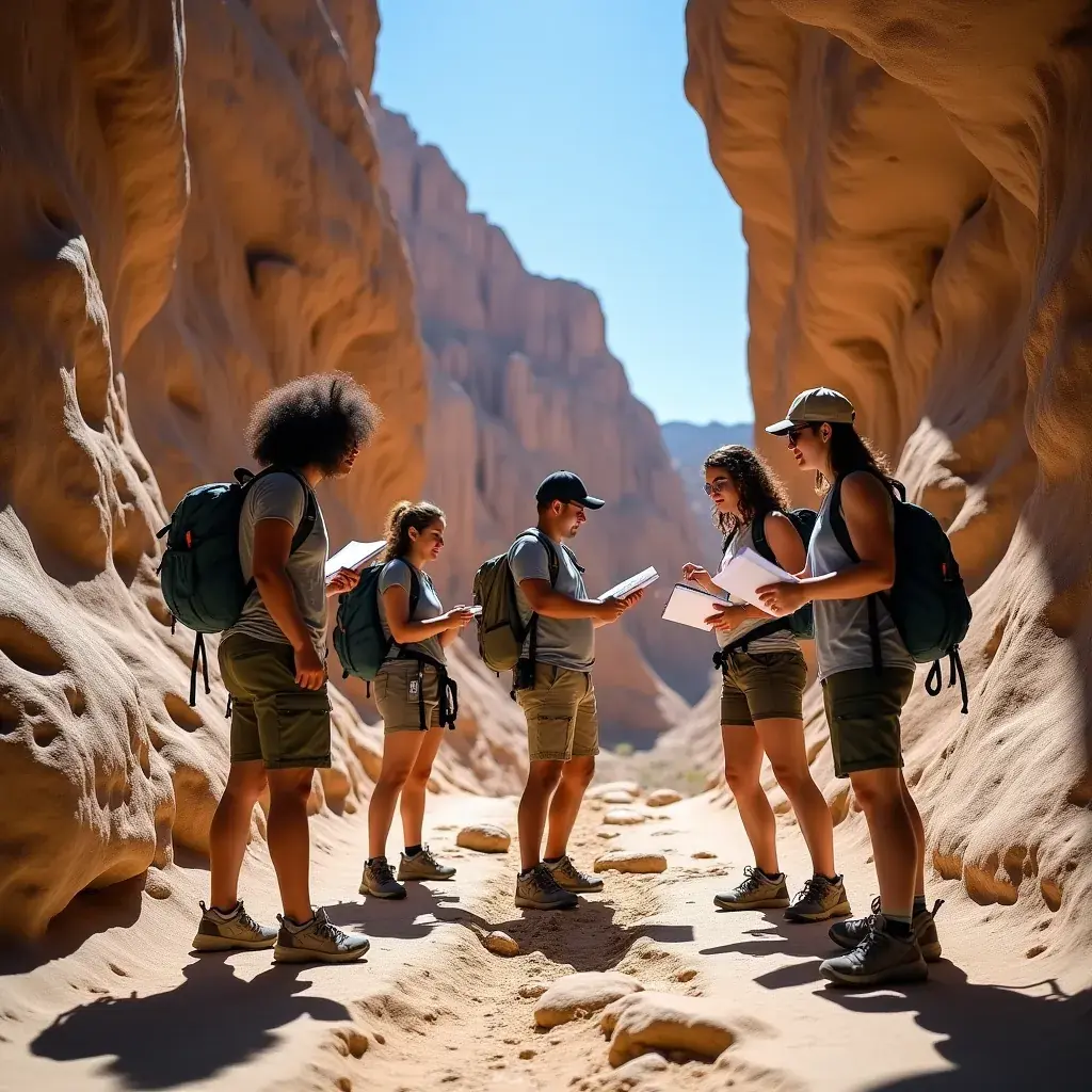 Туристы, исследующие удивительные природные образования в Долине Смерти.